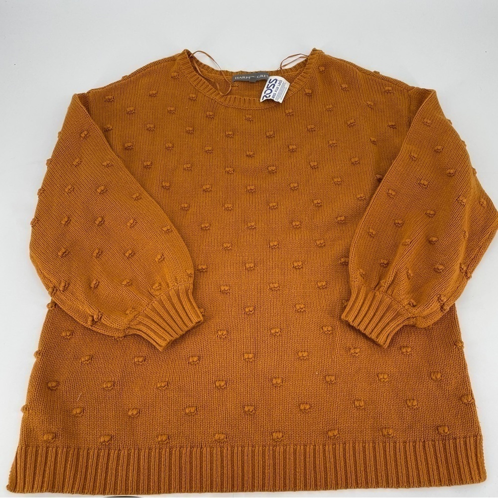 Harper Grey Mustard Textured Polka Dot Sweater